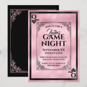 Invitation Reine Rose de cœur Soirée de Jeux entre Dames (Devant / Derrière)