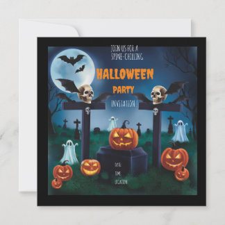 Invitation "Rejoignez la soirée d'Halloween au cimetière de l