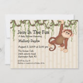 Invitation Rejoignez Le Fun Monkey Baby shower (Devant)