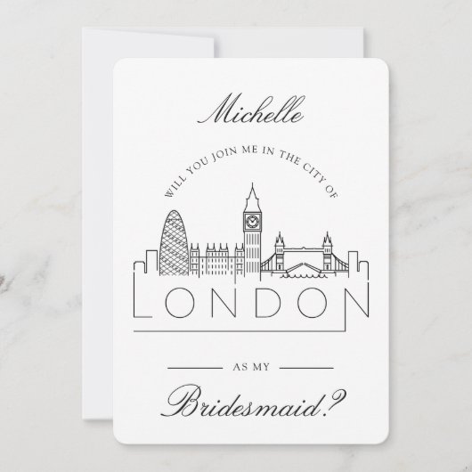 Invitation Rejoignez-moi à Londres | Demande de la mariée (Devant)