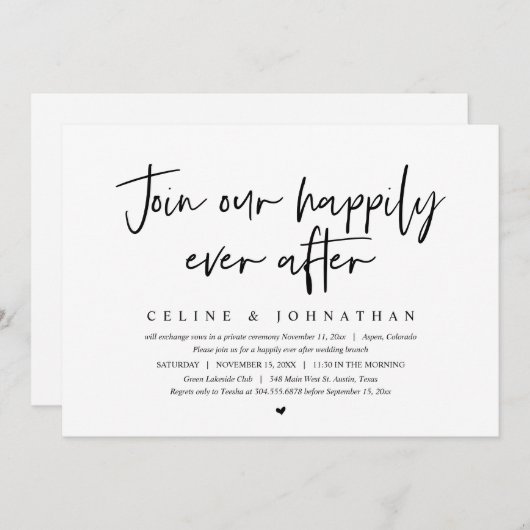 Invitation Rejoignez Notre Heureux Après-Midi, Mariage Brunch (Devant / Derrière)