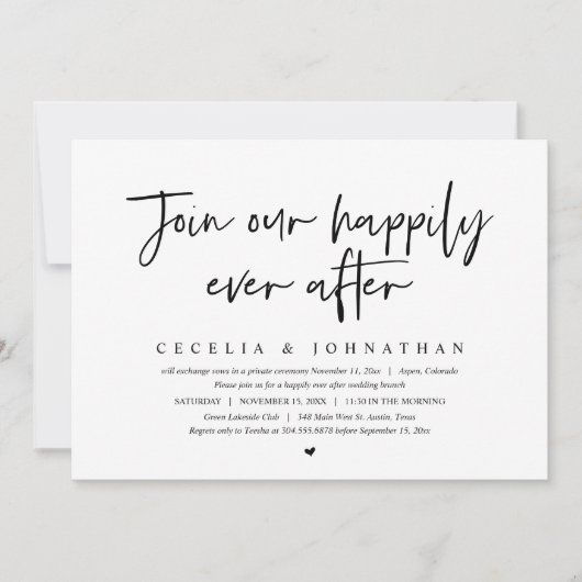 Invitation Rejoignez Notre Heureux Après-Midi, Mariage Brunch (Devant)