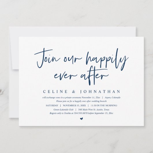 Invitation Rejoignez Notre Heureux Après-Midi, Mariage Brunch (Devant)