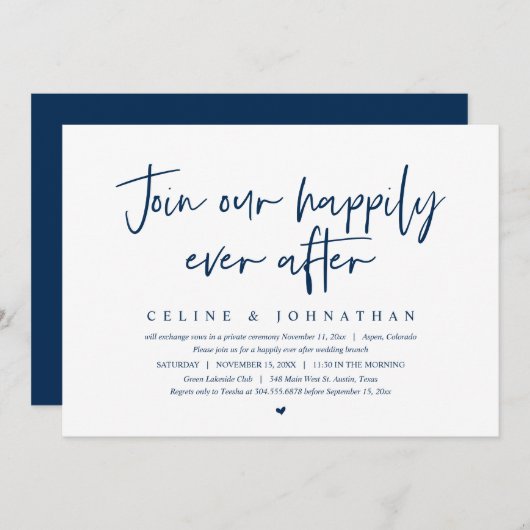 Invitation Rejoignez Notre Heureux Après-Midi, Mariage Brunch (Devant / Derrière)