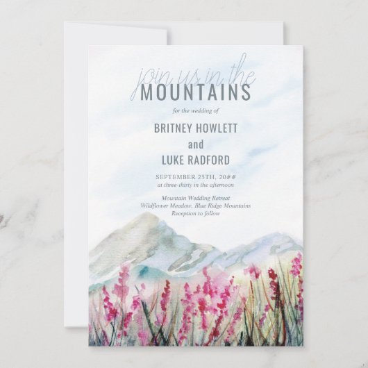Invitation Rejoignez-nous dans le Mariage d'aquarelle Mountai (Devant)