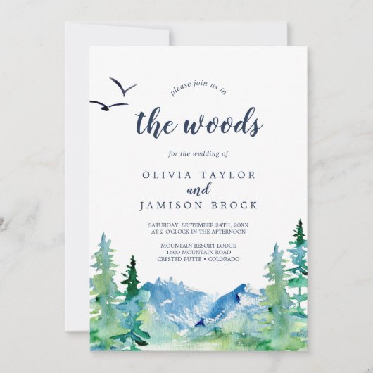 Invitation Rejoignez-Nous Dans Le Mariage Destination Woods (Devant)