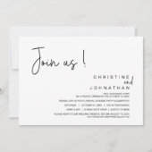 Invitation Rejoignez-Nous, Dîner Mariage Elopement, Fête, Dan (Devant)