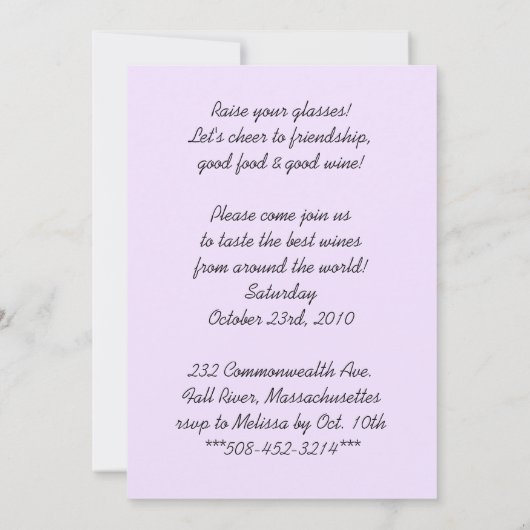Invitation Rejoignez-nous !Invitation à une soirée dégustatio (Dos)