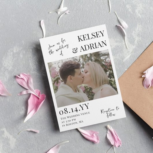 Invitation Rejoignez-nous Mariage photo de typographie modern