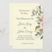 Invitation Rejoignez-nous Peach Floral Mariage (Devant / Derrière)