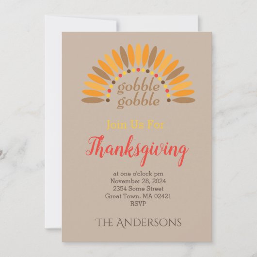 Invitation Rejoignez-nous pour le dîner de Thanksgiving Invit (Devant)