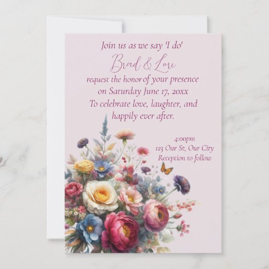 Invitation Rejoignez-nous pour notre mariage avec de belles f (Devant)
