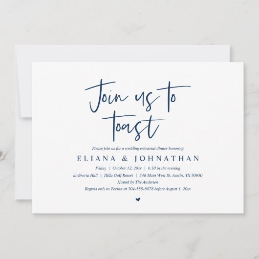 Invitation Rejoignez-nous pour trinquer, Dîner de répétition  (Devant)
