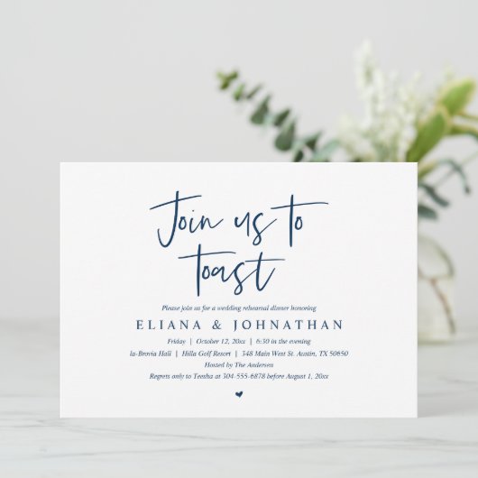 Invitation Rejoignez-nous pour trinquer, Dîner de répétition  (Debout devant)