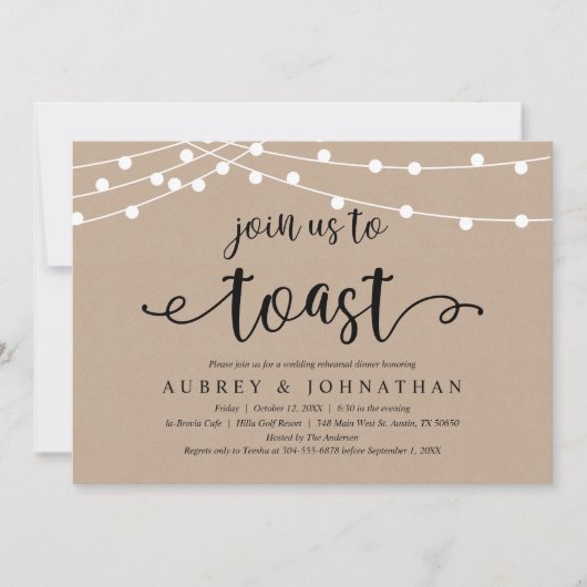 Invitation Rejoignez-nous pour trinquer, Rustic Kraft Rehears (Devant)