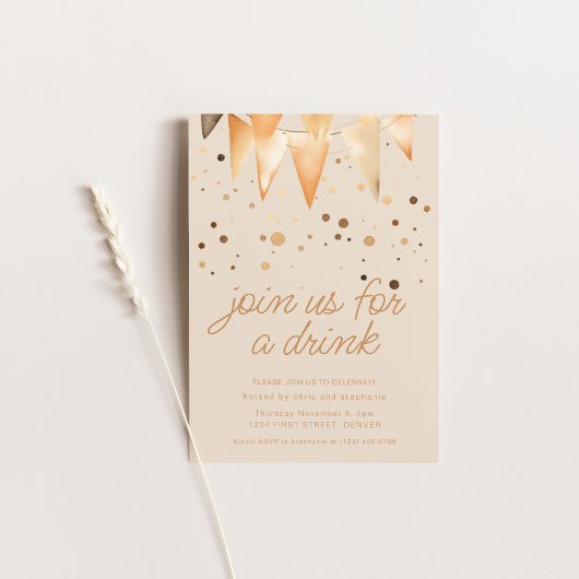 Invitation Rejoignez-Nous Pour Un Verre Beige Party Invitatio
