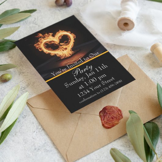 Invitation Rejoignez-nous pour une fête au feu flamboyant !