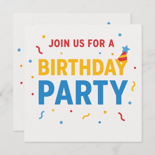 Invitation Rejoignez-nous pour une fête d'anniversaire - Invi (Devant / Derrière)