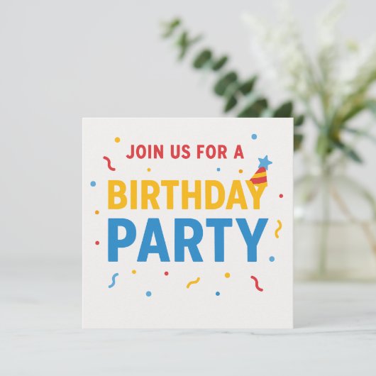 Invitation Rejoignez-nous pour une fête d'anniversaire - Invi (Debout devant)