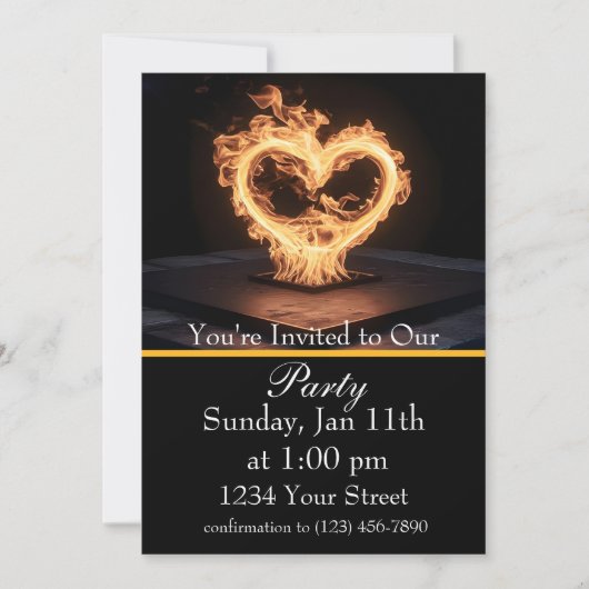 Invitation Rejoignez-nous pour une Flaming Fire Party ! (Devant)