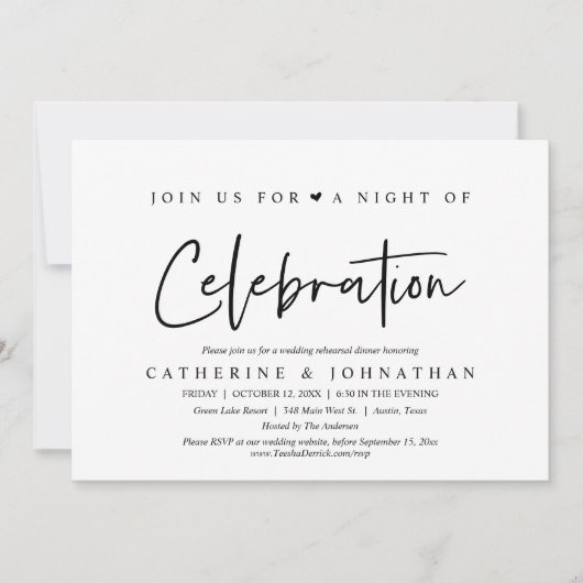 Invitation Rejoignez-nous pour une nuit de célébration, Répét (Devant)