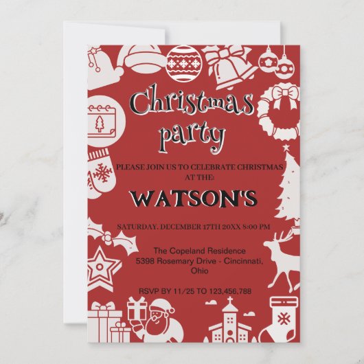 Invitation "Rejoignez-nous pour une Soirée de Noël festive !" (Devant)
