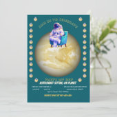 Invitation Relaxed Astronaut Sitting on Planet (Debout devant)