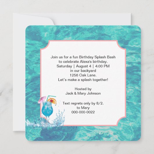 Invitation Relaxing Flamingo Floating On a Pool Mattress (Dos)