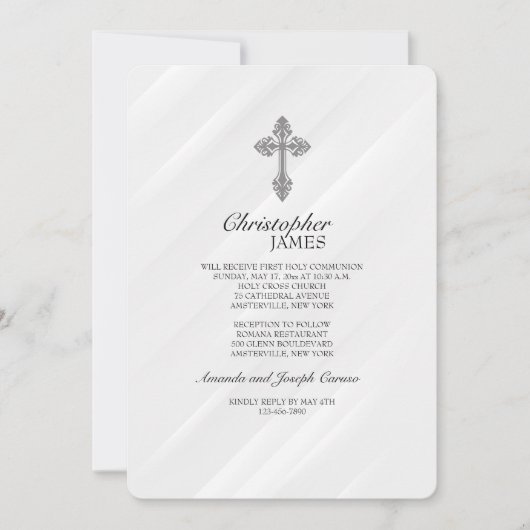 Invitation religieuse blanche et élégante (Devant)