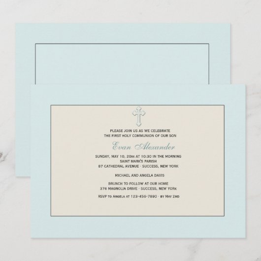 Invitation religieuse bleue (Devant / Derrière)