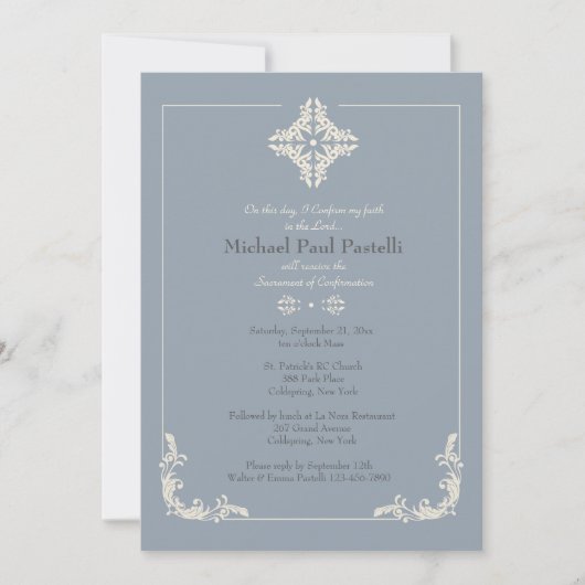 Invitation religieuse bleue exceptionnelle avec cr (Devant)