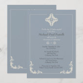 Invitation religieuse bleue exceptionnelle avec cr (Devant / Derrière)