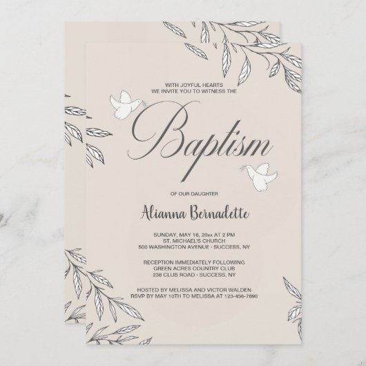 Invitation religieuse botanique fidèle (Devant / Derrière)