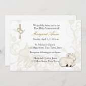 Invitation religieuse bronzage d'agneau de bébé (Devant / Derrière)