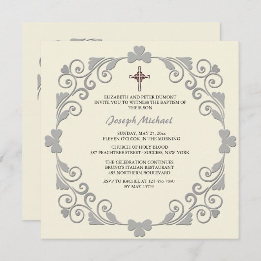 Invitation religieuse Carré lustrée (Devant / Derrière)