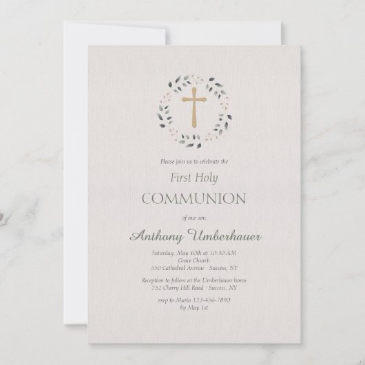 Invitation religieuse croisée cerclée (Devant)