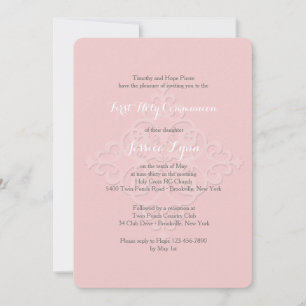Invitation religieuse croisée réversible rose