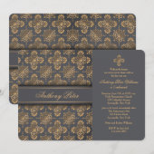 Invitation religieuse Croix Dorée (Devant / Derrière)