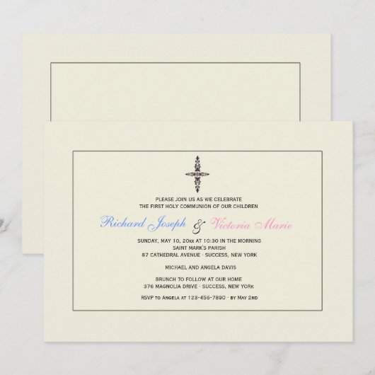 Invitation religieuse de crème (Devant / Derrière)