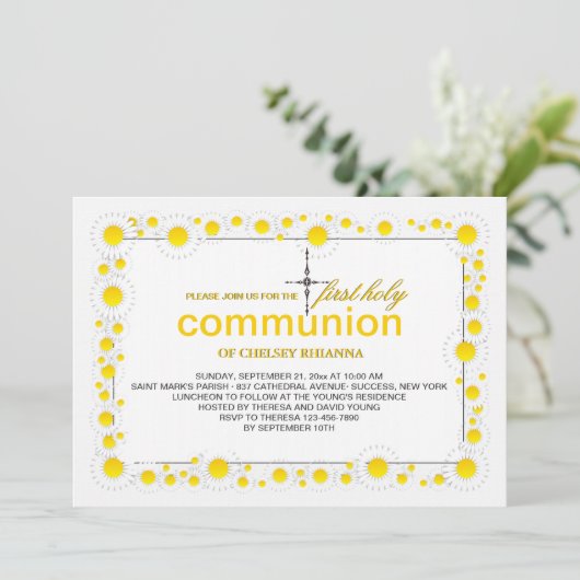 Invitation religieuse de marguerites blanches (Debout devant)