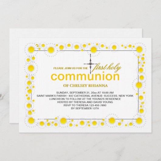 Invitation religieuse de marguerites blanches (Devant / Derrière)