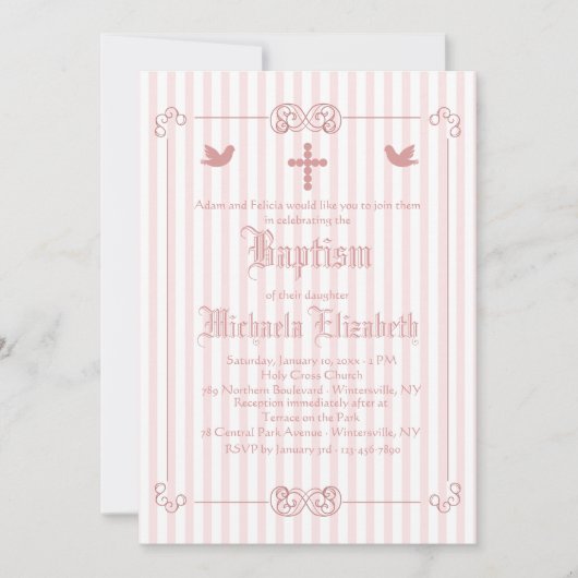 Invitation religieuse de rosé sensible de cadre (Devant)