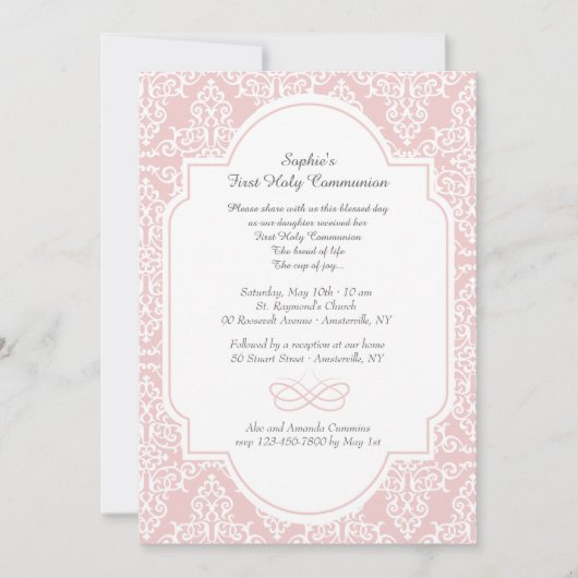 Invitation religieuse de vrille rose (Devant)