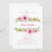 Invitation Religieuse Florale Bordée (Devant / Derrière)