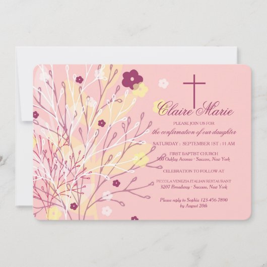 Invitation religieuse florale fantaisiste (Devant)