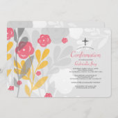 Invitation religieuse florale tendance (Devant / Derrière)