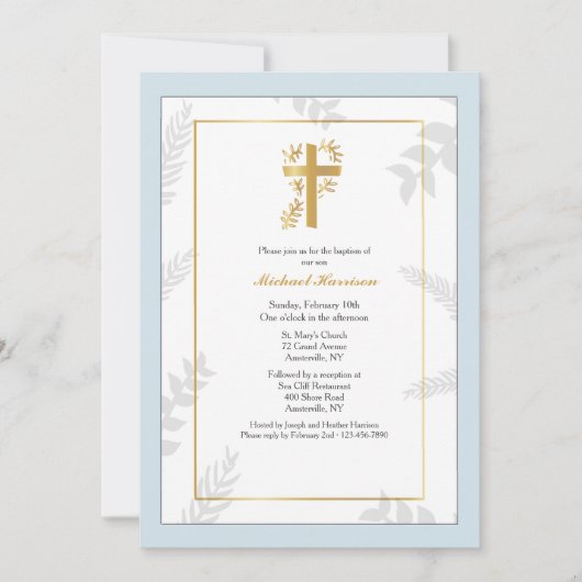 Invitation religieuse Gold Cross (Devant)