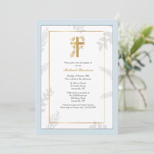 Invitation religieuse Gold Cross (Debout devant)