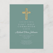 Invitation religieuse Green Boy First Communion (Devant)