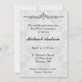 Invitation religieuse Grey Damask (Devant)